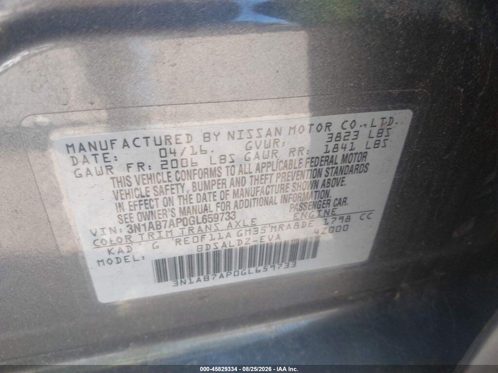 3N1AB7AP0GL659733 2016 NISSAN SENTRA photo no. 9