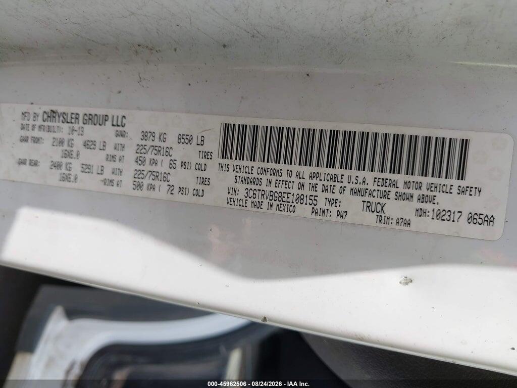 3C6TRVBG8EE108155 2014 RAM PROMASTER 1500 photo no. 9
