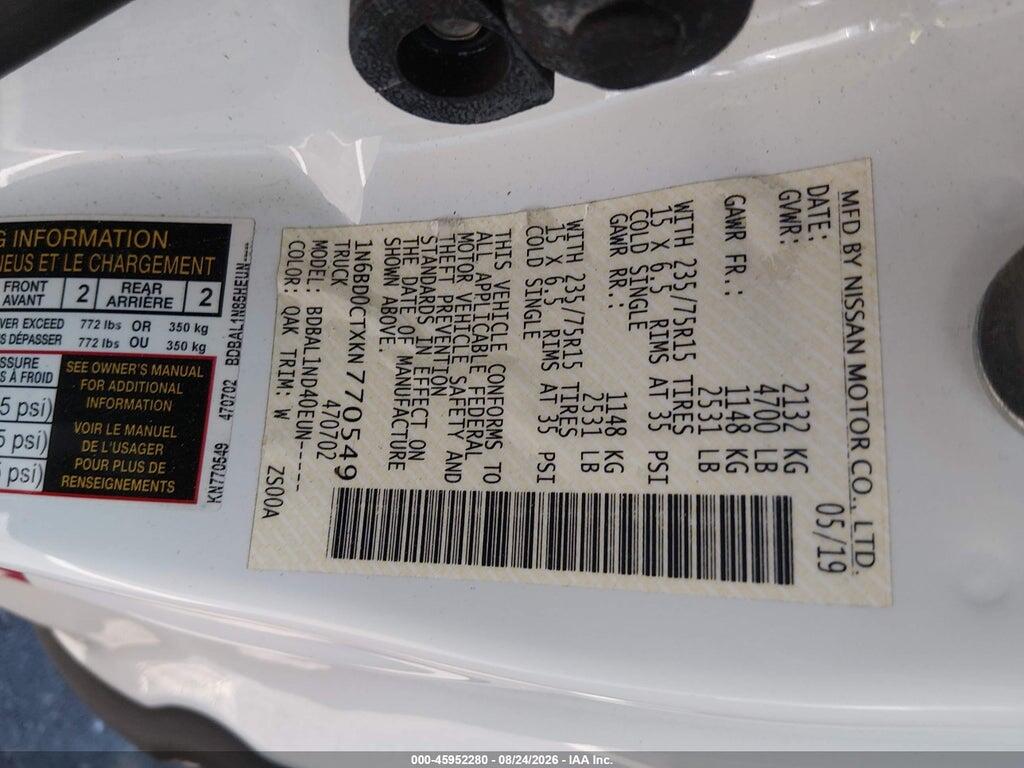 1N6BD0CTXKN770549 2019 NISSAN FRONTIER photo no. 9
