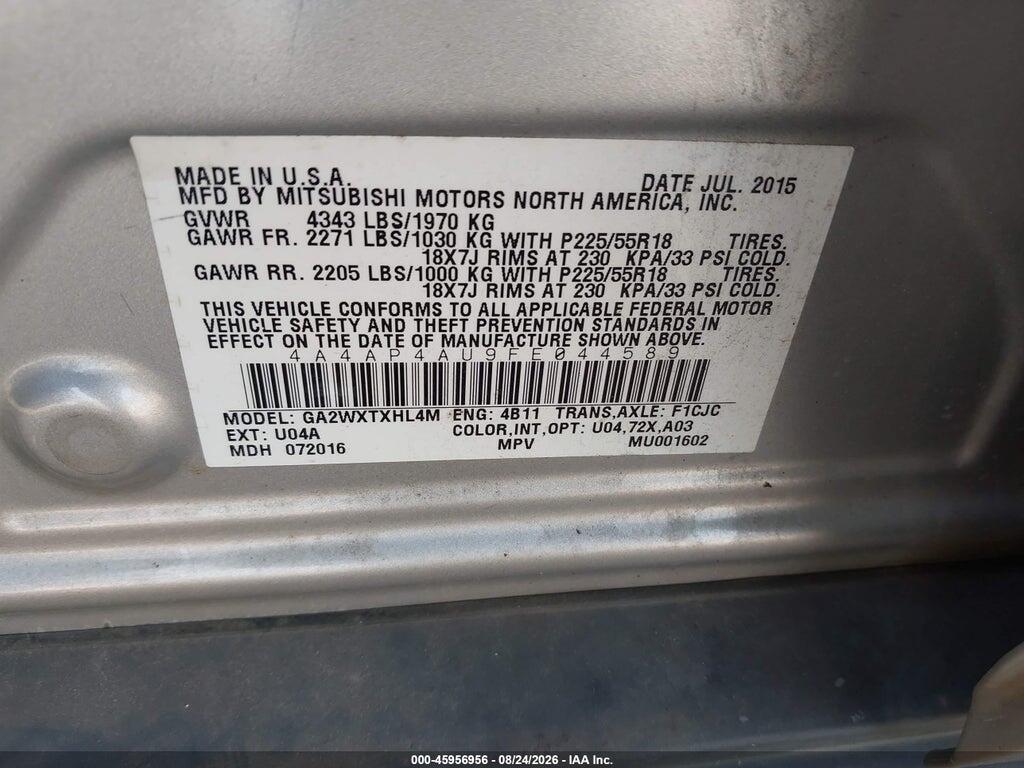 4A4AP4AU9FE044589 2015 MITSUBISHI OUTLANDER SPORT photo no. 9