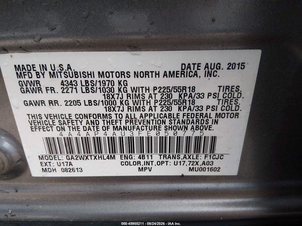 4A4AP4AU3FE050775 2015 MITSUBISHI OUTLANDER SPORT photo no. 9