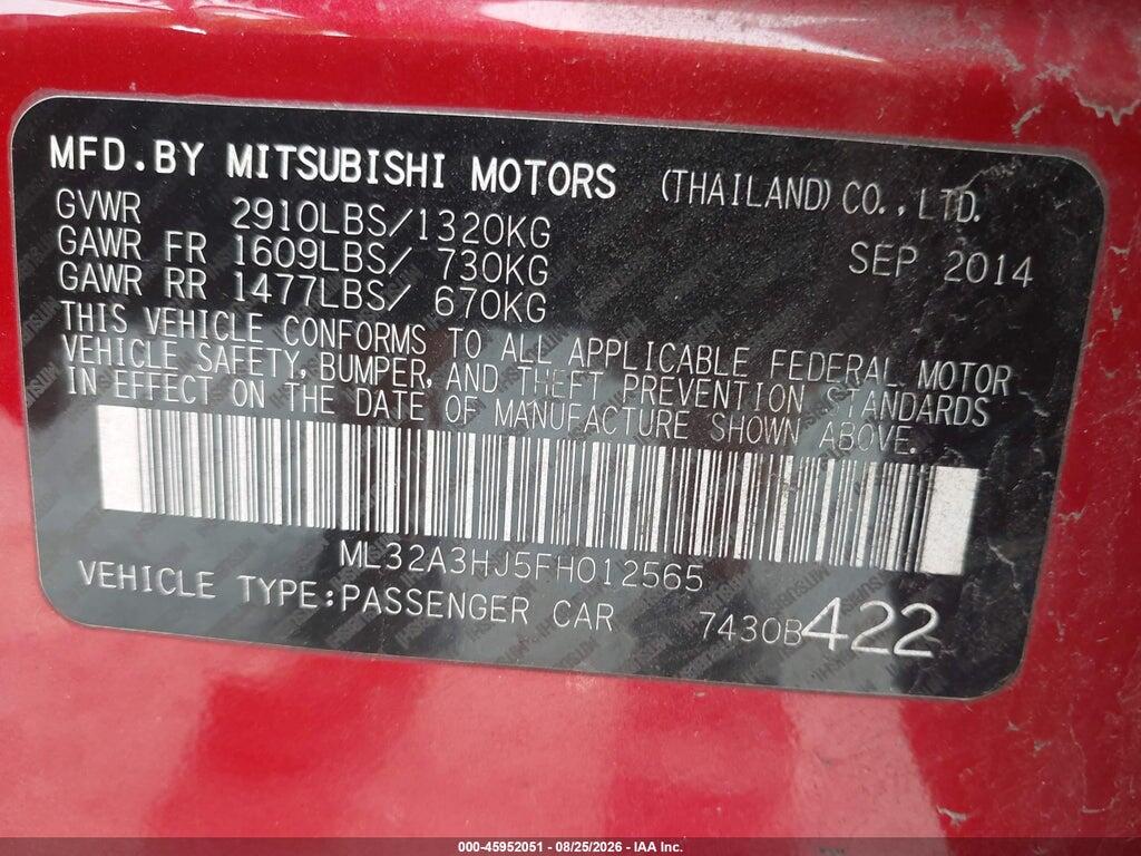 ML32A3HJ5FH012565 2015 MITSUBISHI MIRAGE photo no. 9