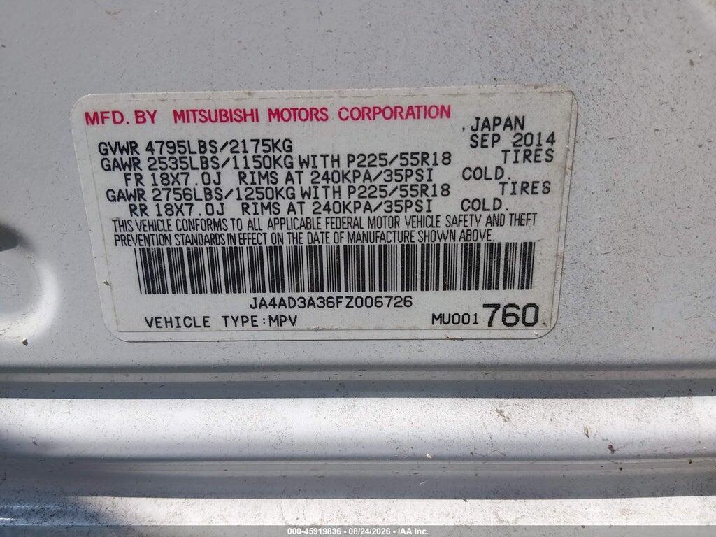 JA4AD3A36FZ006726 2015 MITSUBISHI OUTLANDER photo no. 9
