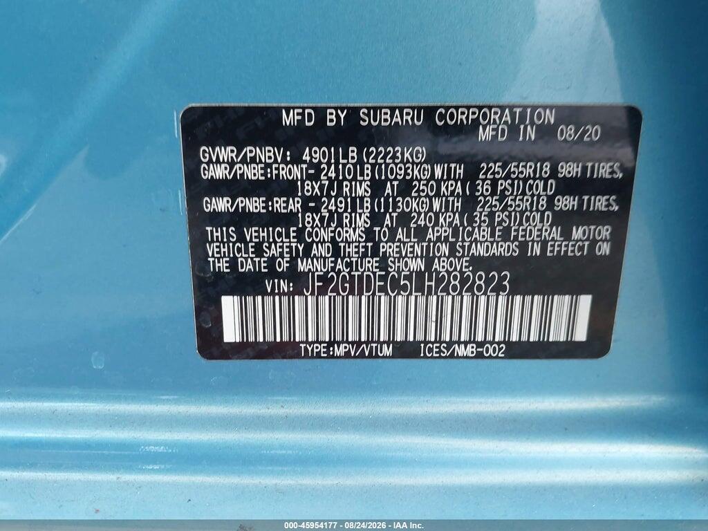 JF2GTDEC5LH282823 2020 SUBARU CROSSTREK photo no. 9