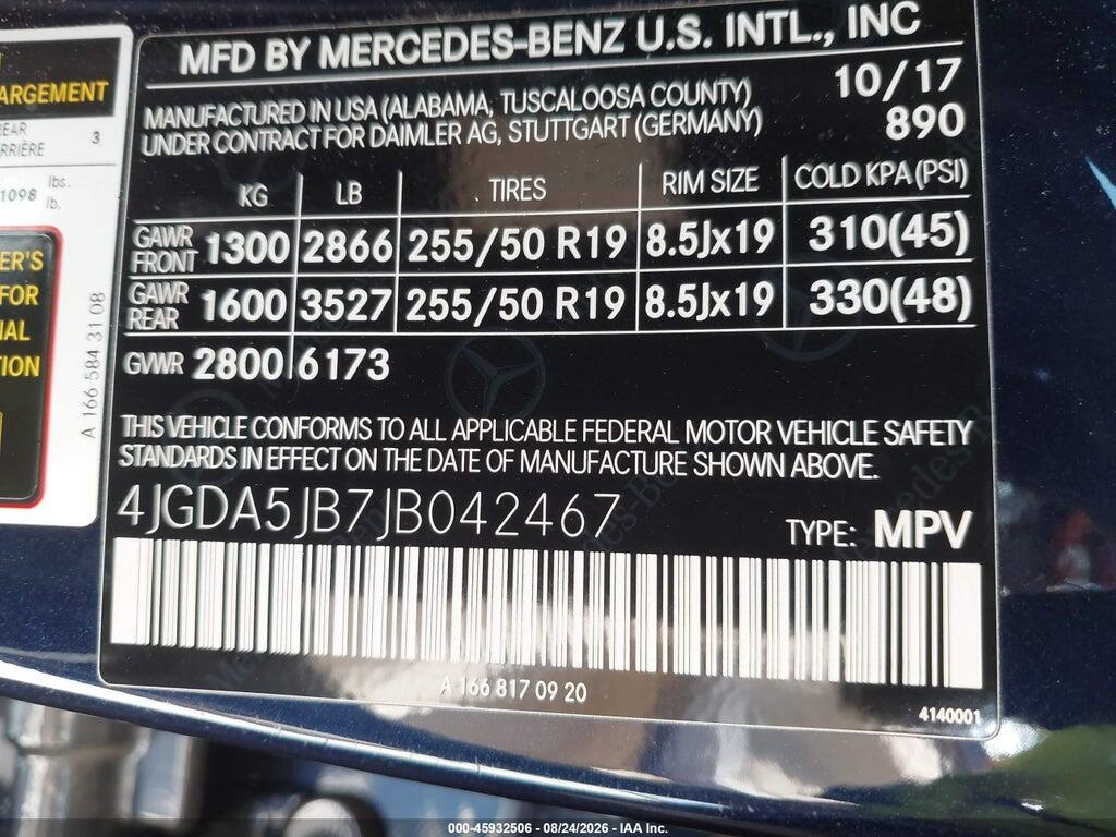 4JGDA5JB7JB042467 2018 MERCEDES-BENZ GLE 350 photo no. 9