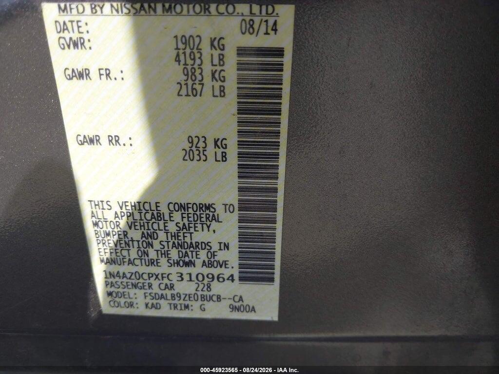 1N4AZ0CPXFC310964 2015 NISSAN LEAF photo no. 9