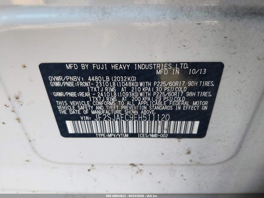 JF2SJAEC9EH511120 2014 SUBARU FORESTER photo no. 9