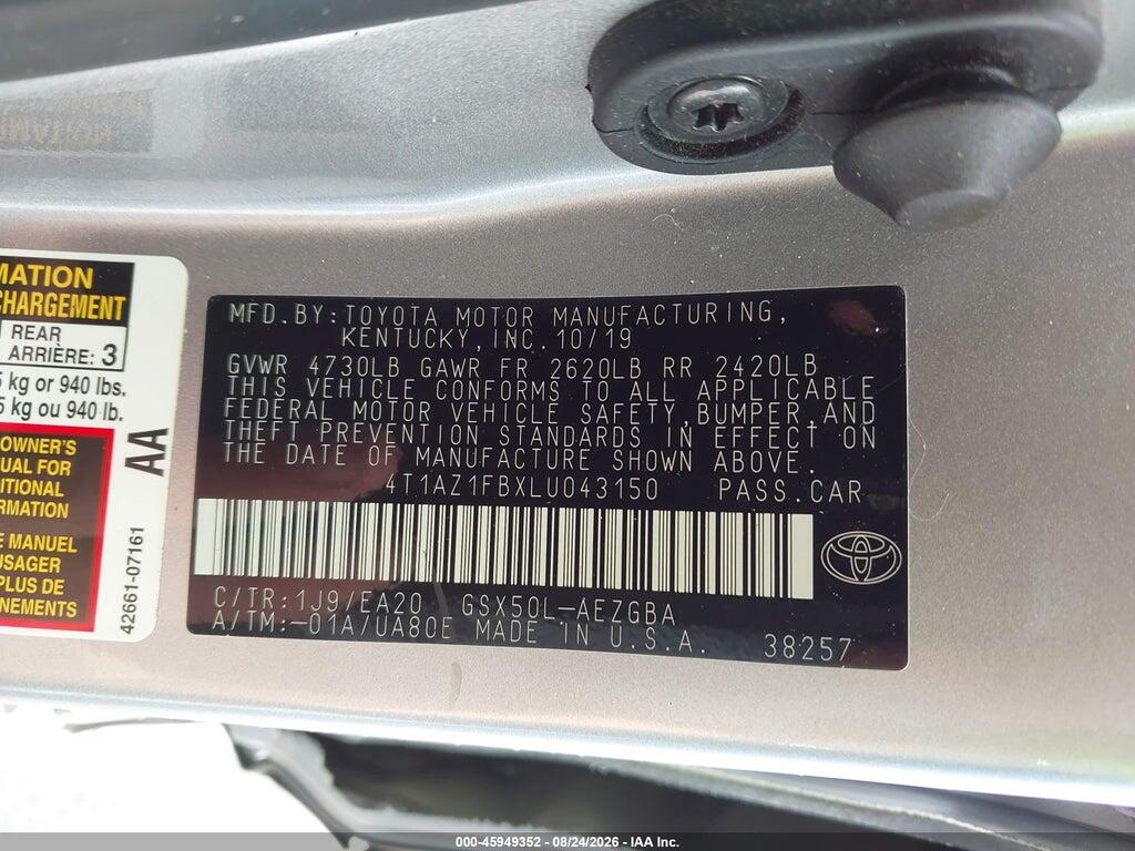 4T1AZ1FBXLU043150 2020 TOYOTA AVALON photo no. 9