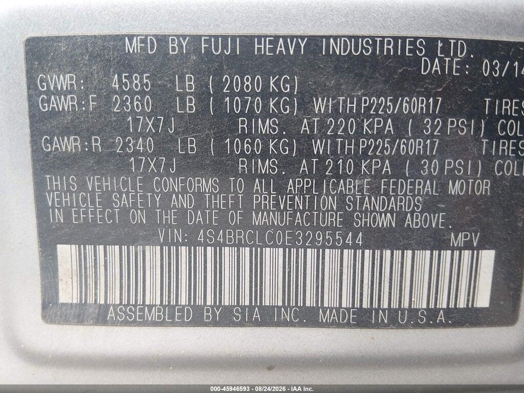 4S4BRCLC0E3295544 2014 SUBARU OUTBACK photo no. 9