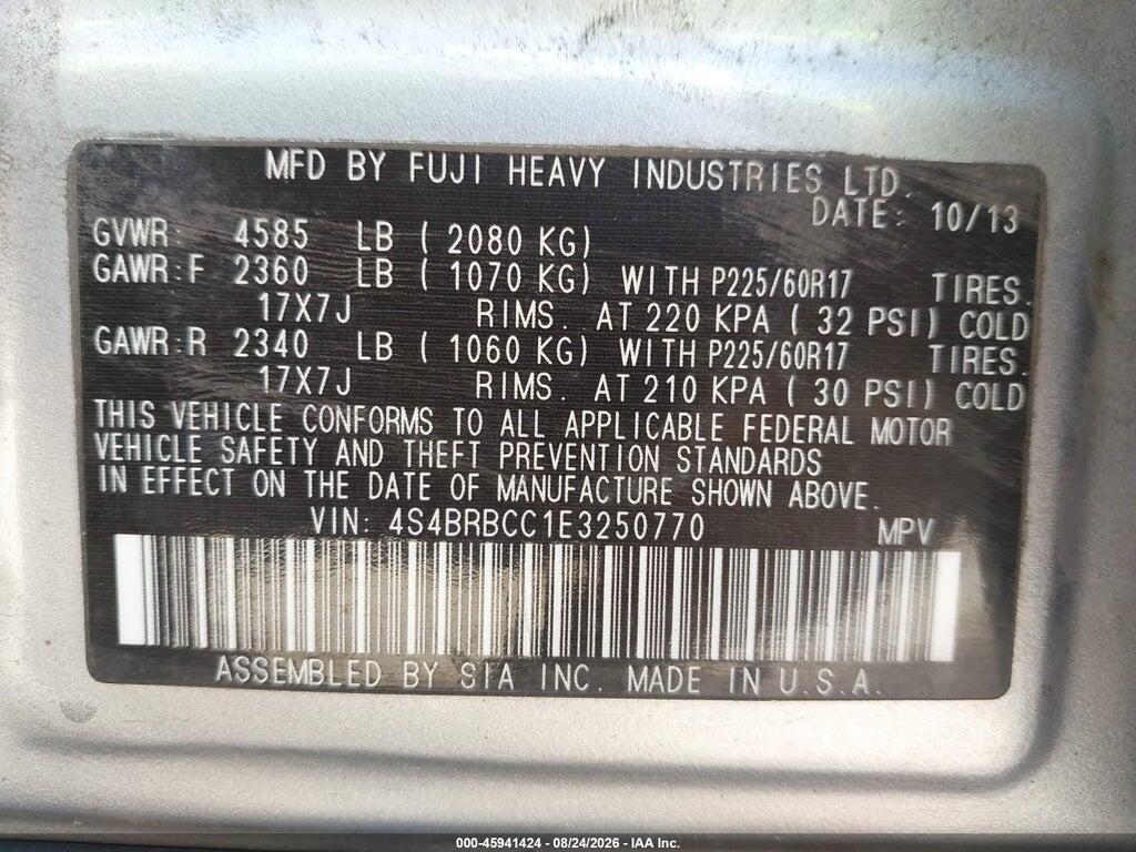 4S4BRBCC1E3250770 2014 SUBARU OUTBACK photo no. 9