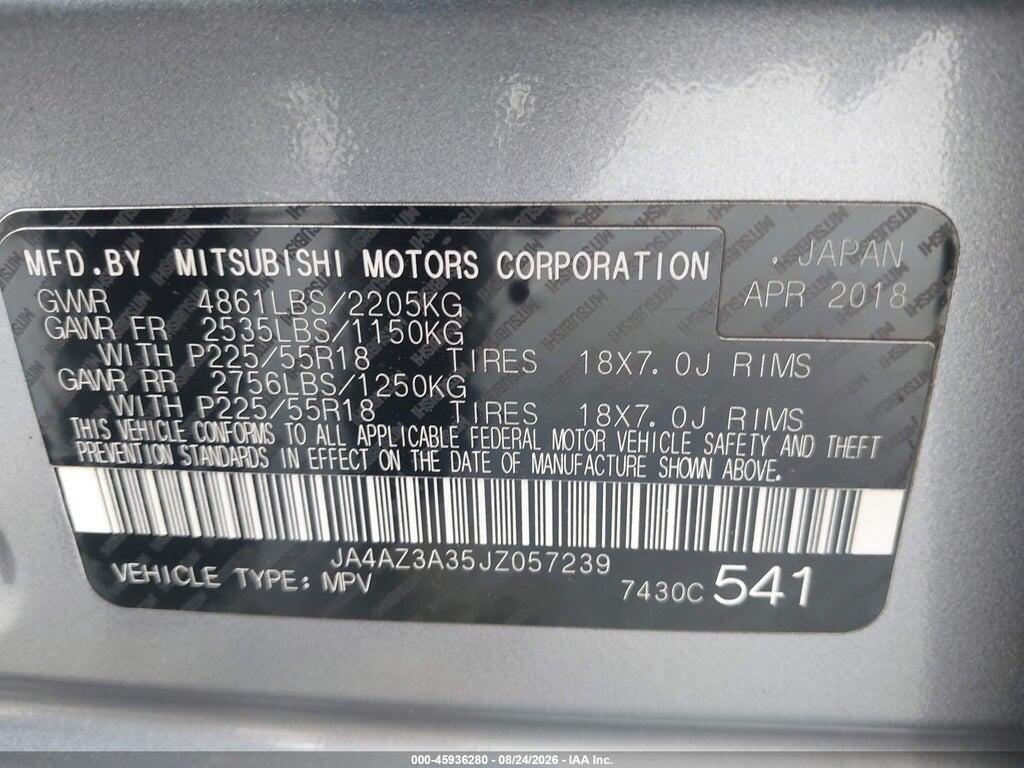 JA4AZ3A35JZ057239 2018 MITSUBISHI OUTLANDER photo no. 9