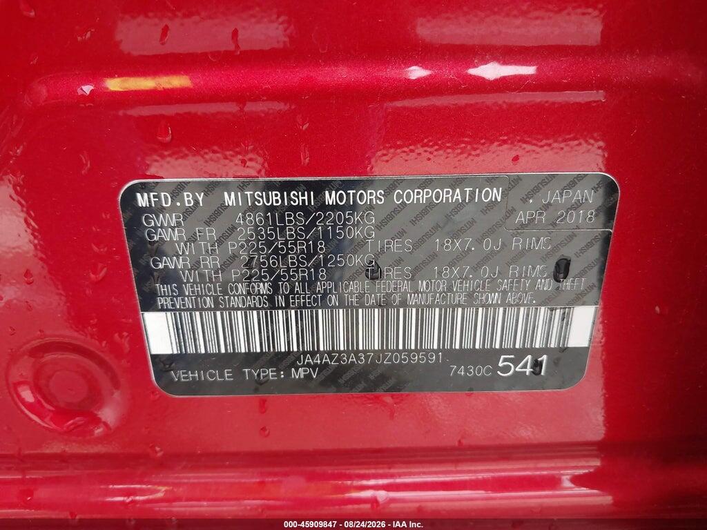 JA4AZ3A37JZ059591 2018 MITSUBISHI OUTLANDER photo no. 9