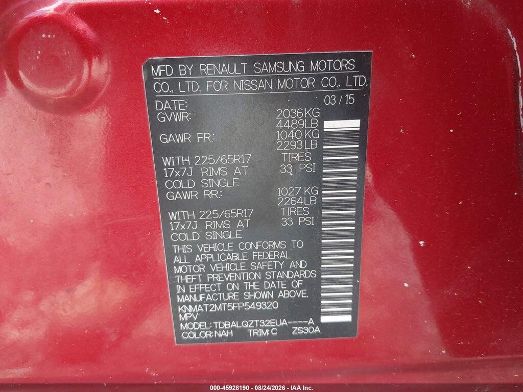 KNMAT2MT5FP549320 2015 NISSAN ROGUE photo no. 9