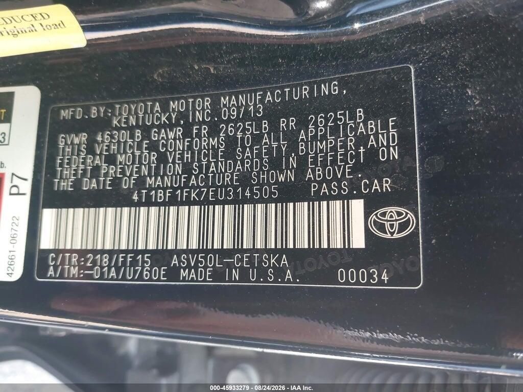 4T1BF1FK7EU314505 2014 TOYOTA CAMRY photo no. 9