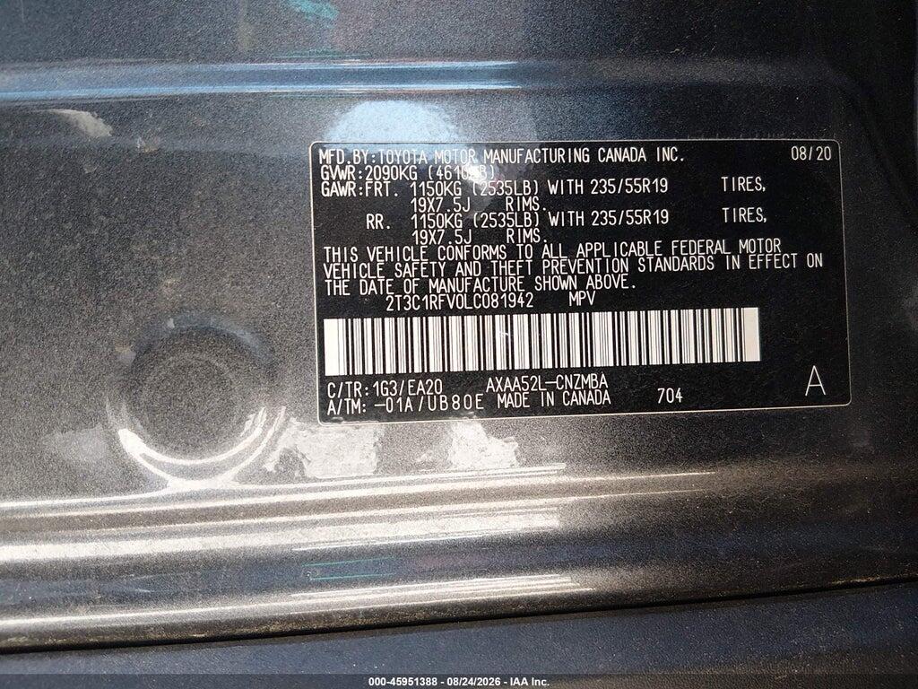 2T3C1RFV0LC081942 2020 TOYOTA RAV4 photo no. 9