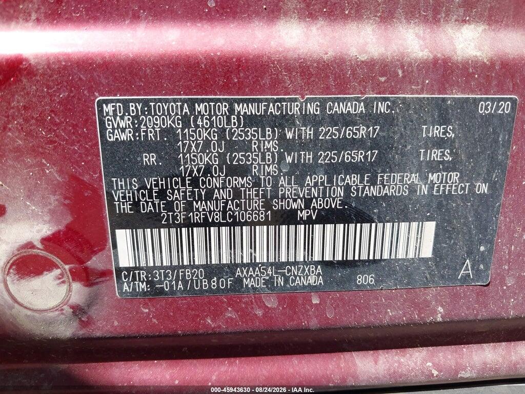 2T3F1RFV8LC106681 2020 TOYOTA RAV4 photo no. 9