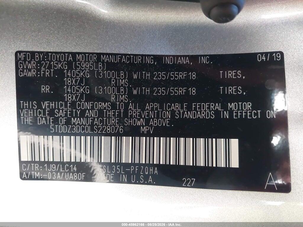 5TDDZ3DC0LS228076 2020 TOYOTA SIENNA photo no. 9