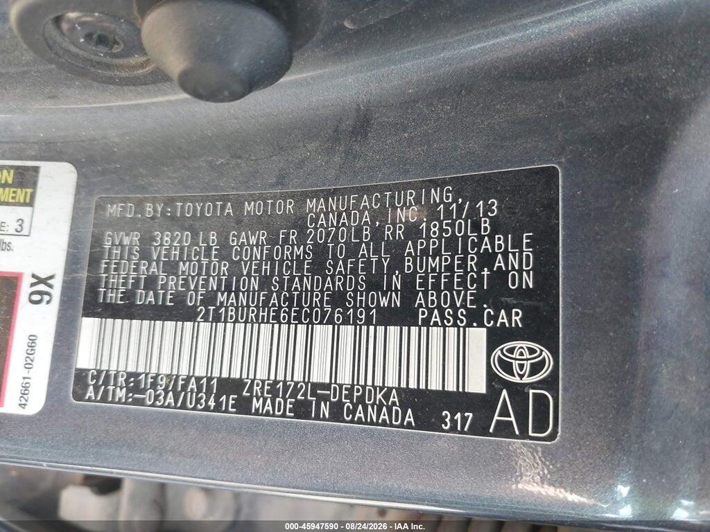 2T1BURHE6EC076191 2014 TOYOTA COROLLA photo no. 9