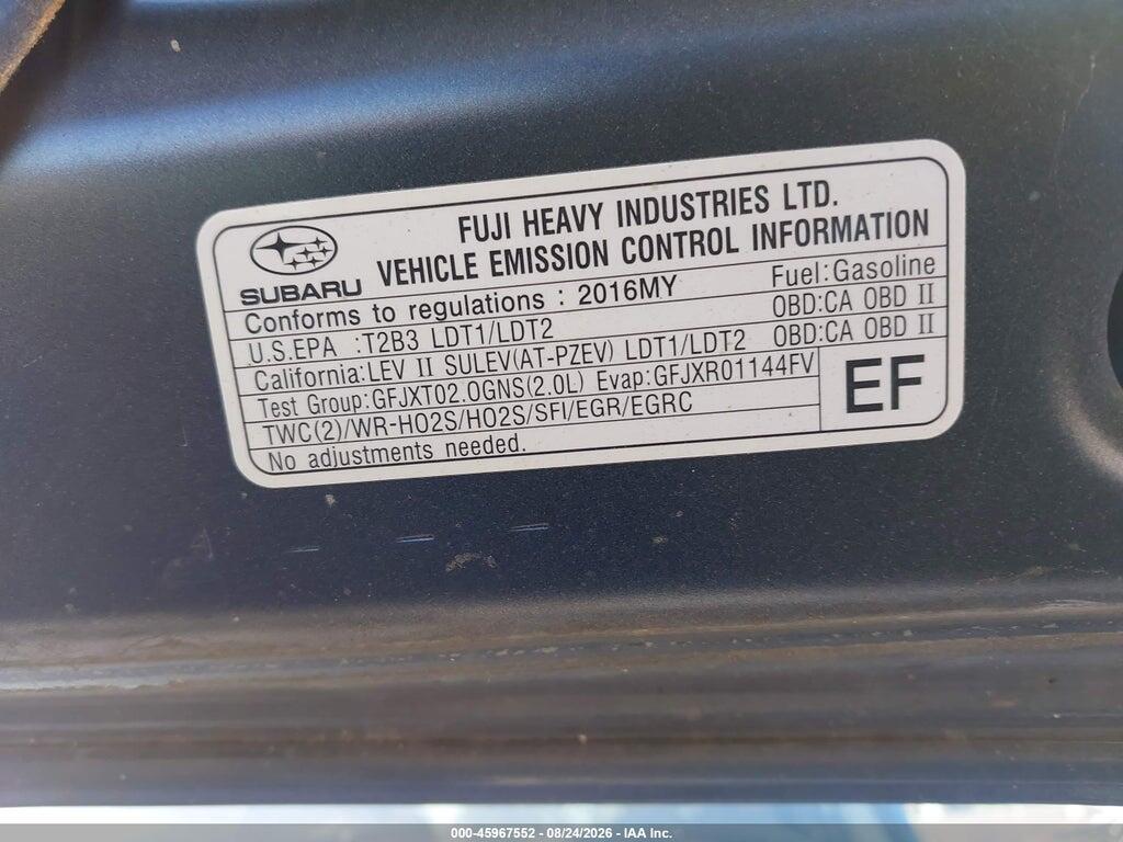 JF2GPBLCXGH203051 2016 SUBARU CROSSTREK HYBRID photo no. 9
