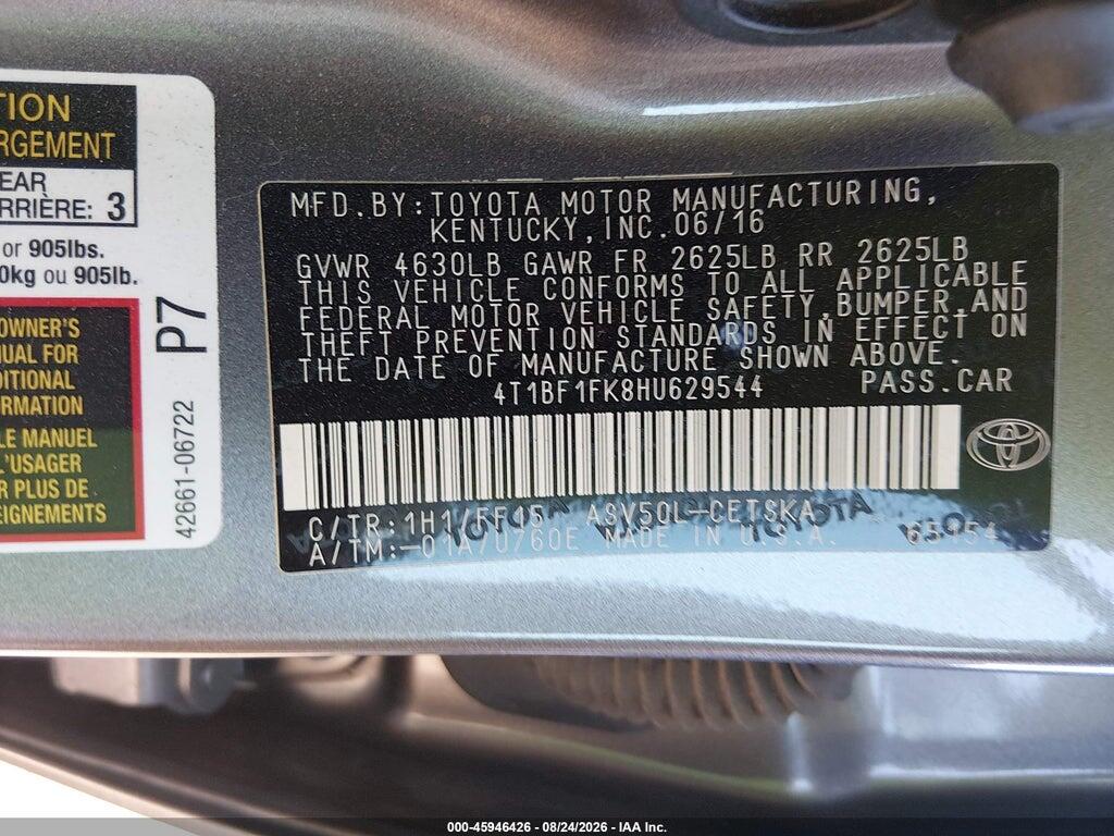 4T1BF1FK8HU629544 2017 TOYOTA CAMRY photo no. 9