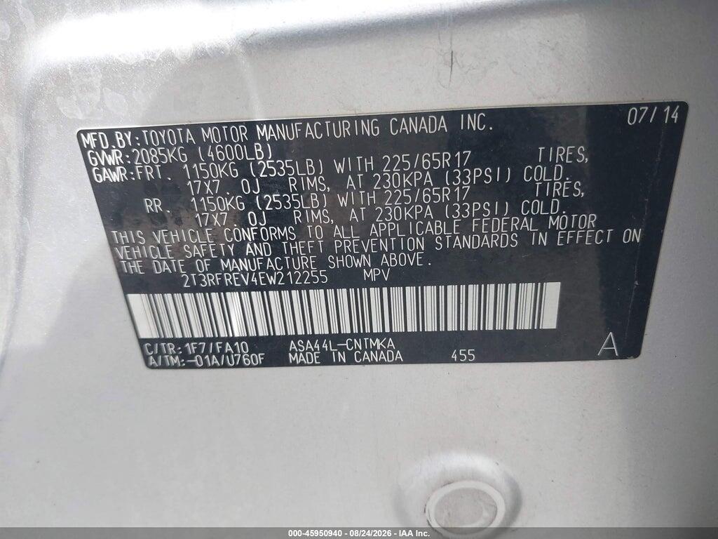 2T3RFREV4EW212255 2014 TOYOTA RAV4 photo no. 9