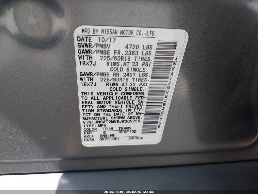 JN8AT2MV9JW305755 2018 NISSAN ROGUE photo no. 9