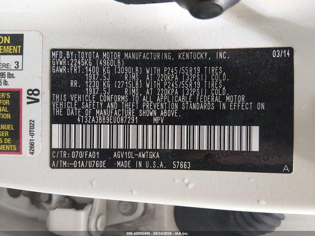 4T3ZA3BB9EU087291 2014 TOYOTA VENZA photo no. 9