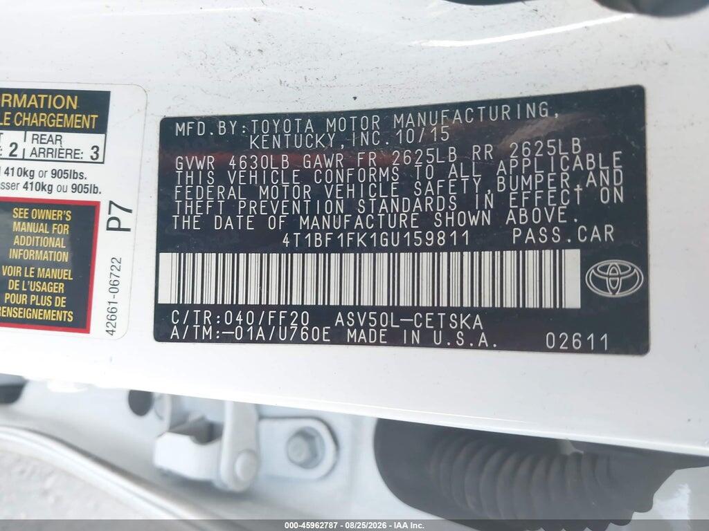 4T1BF1FK1GU159811 2016 TOYOTA CAMRY photo no. 9