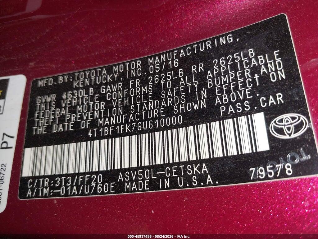 4T1BF1FK7GU610000 2016 TOYOTA CAMRY photo no. 9