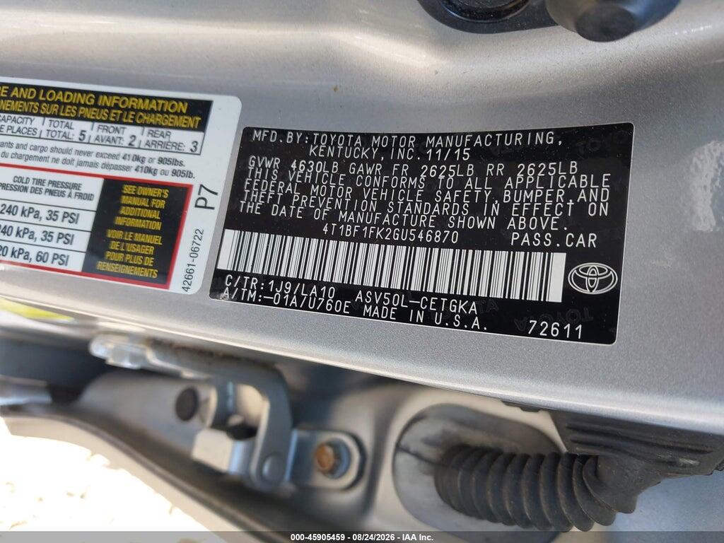 4T1BF1FK2GU546870 2016 TOYOTA CAMRY photo no. 9