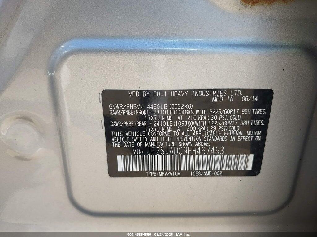 JF2SJADC9FH467493 2015 SUBARU FORESTER photo no. 9