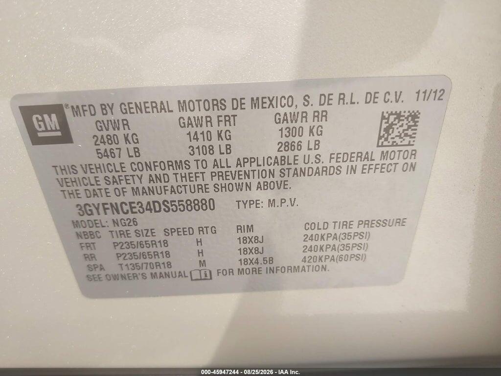 3GYFNCE34DS558880 2013 CADILLAC SRX photo no. 9