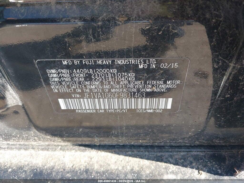 JF1VA1G60F9831463 2015 SUBARU WRX photo no. 9