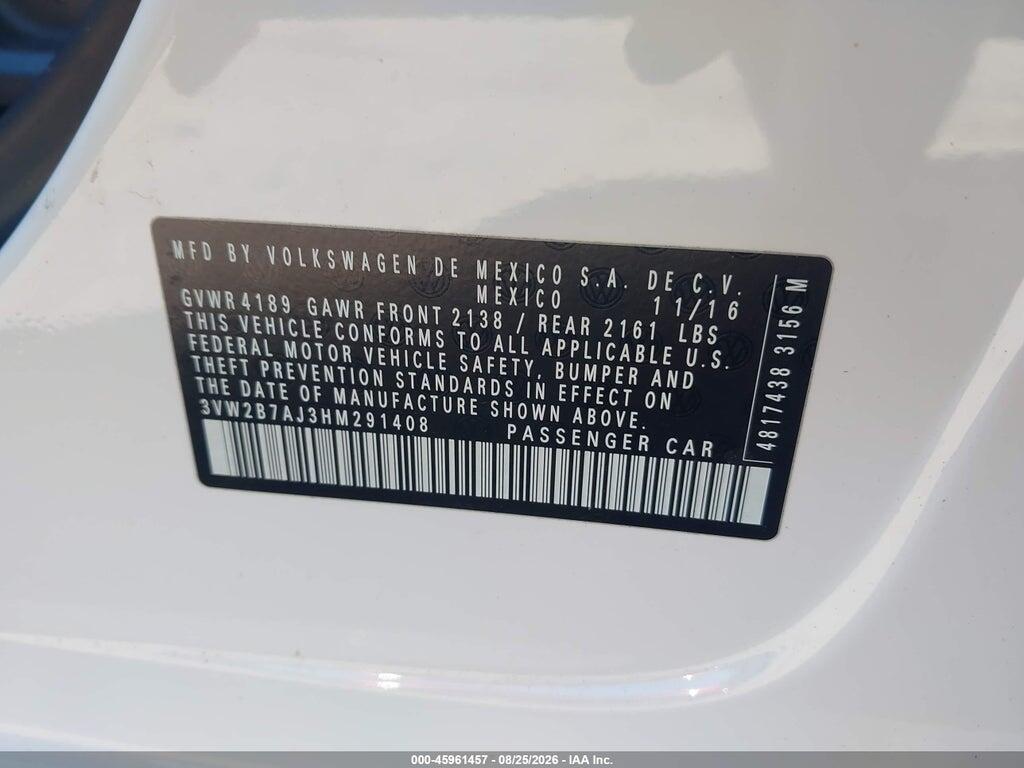 3VW2B7AJ3HM291408 2017 VOLKSWAGEN JETTA photo no. 9