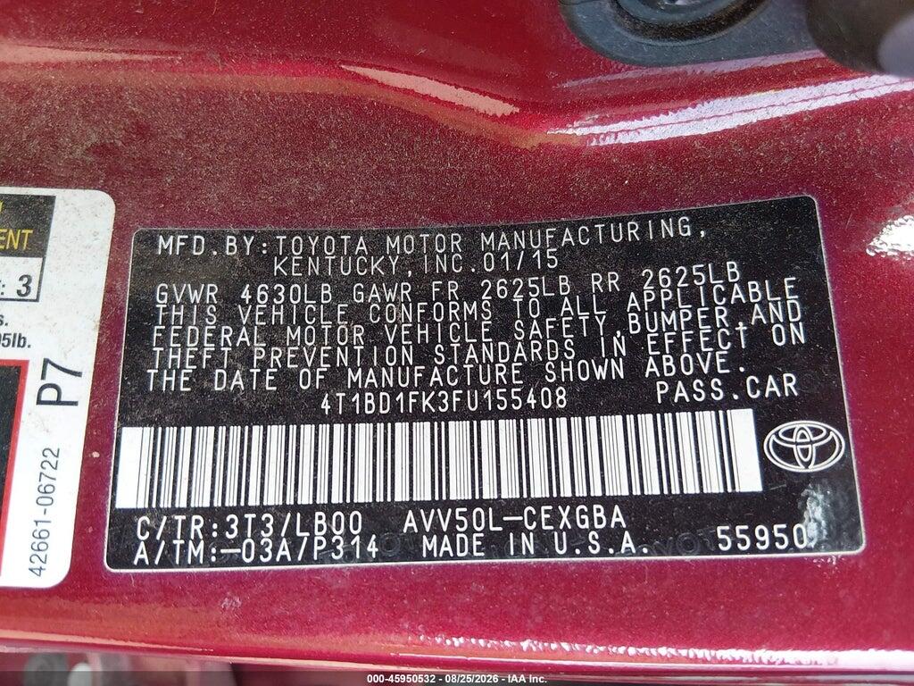 4T1BD1FK3FU155408 2015 TOYOTA CAMRY HYBRID photo no. 9