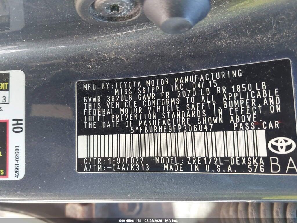 5YFBURHE9FP306047 2015 TOYOTA COROLLA photo no. 9