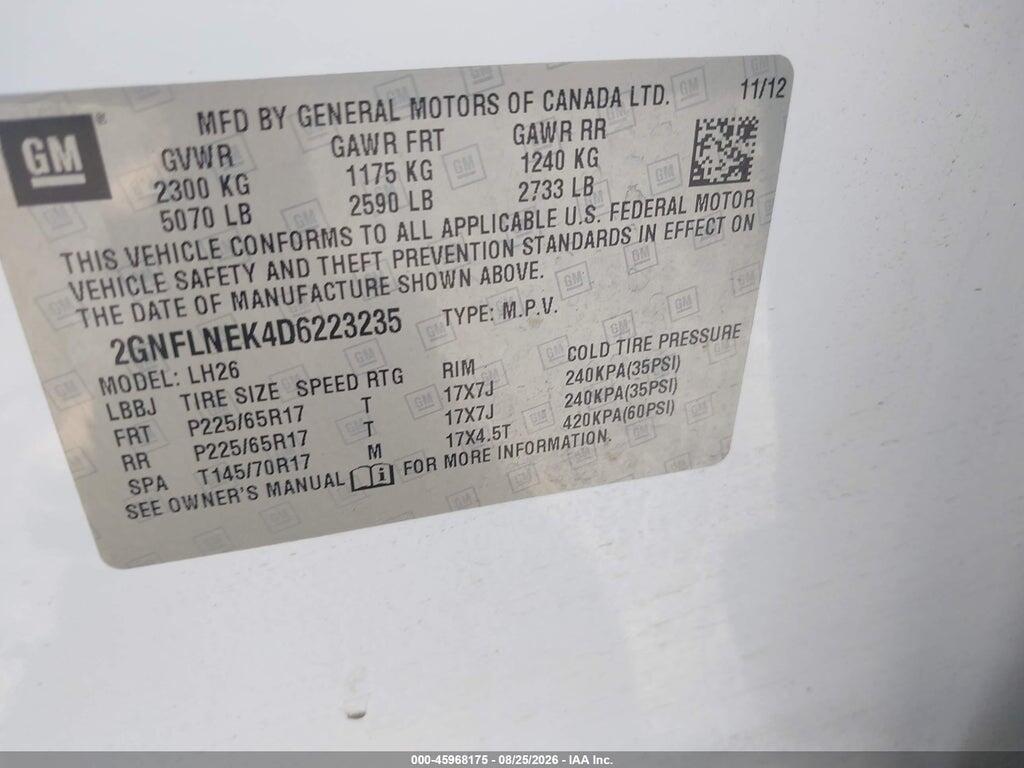 2GNFLNEK4D6223235 2013 CHEVROLET EQUINOX photo no. 9