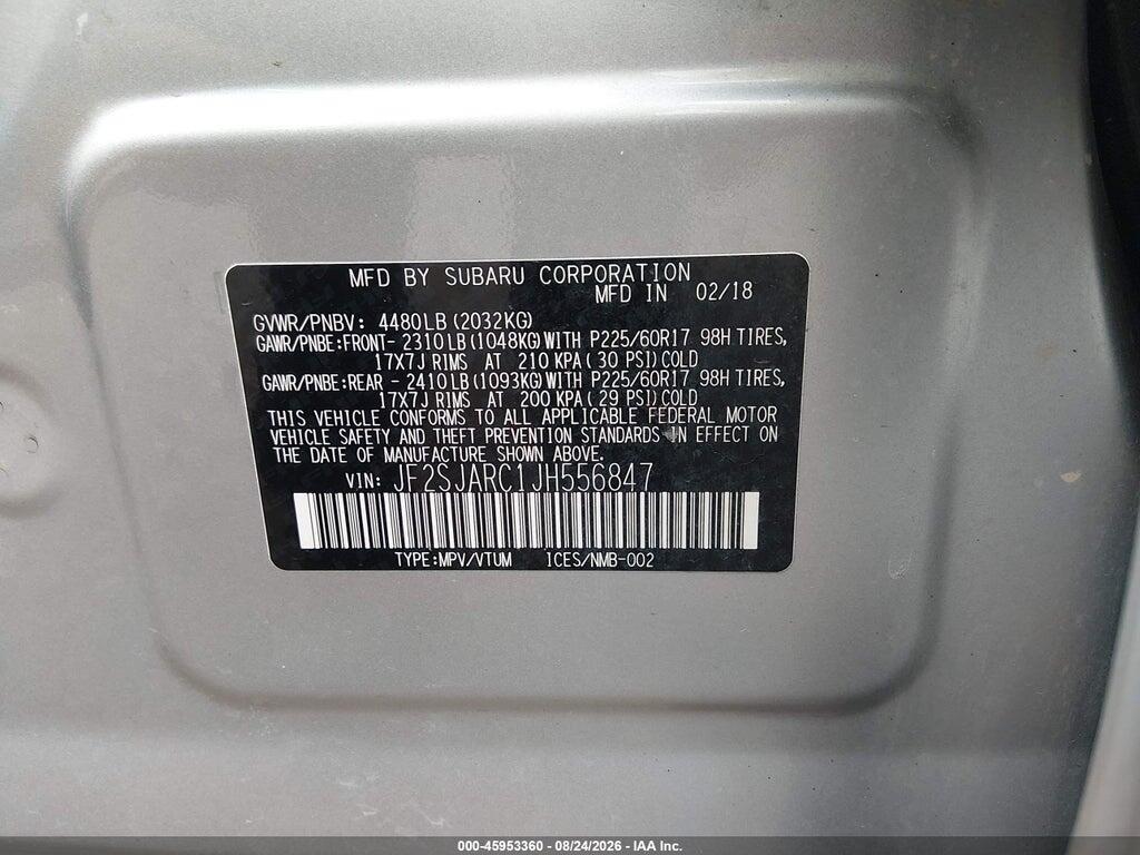 JF2SJARC1JH556847 2018 SUBARU FORESTER photo no. 9