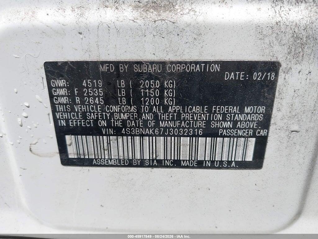 4S3BNAK67J3032316 2018 SUBARU LEGACY photo no. 9