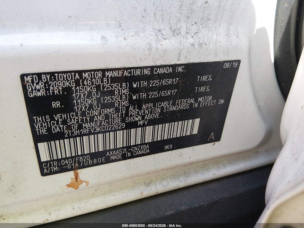 2T3H1RFV3KC022629 2019 TOYOTA RAV4 photo no. 9
