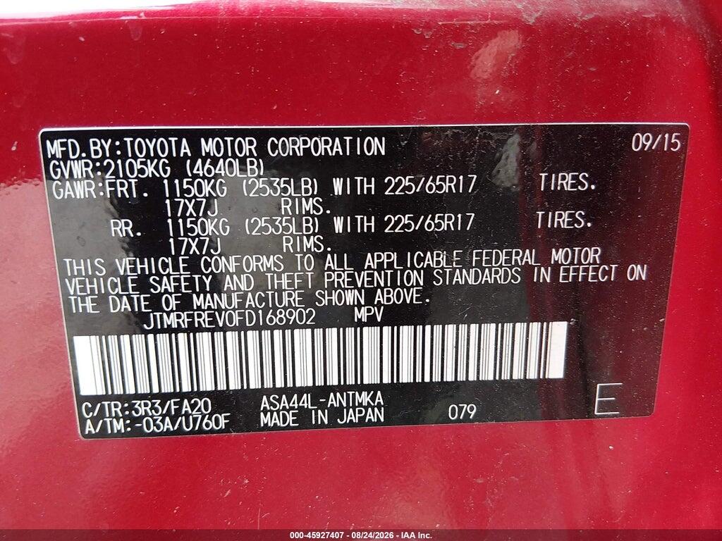 JTMRFREV0FD168902 2015 TOYOTA RAV4 photo no. 9