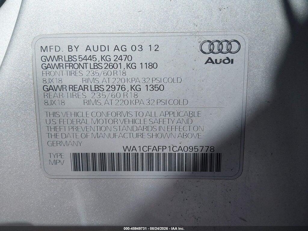 WA1CFAFP1CA095778 2012 AUDI Q5 photo no. 9