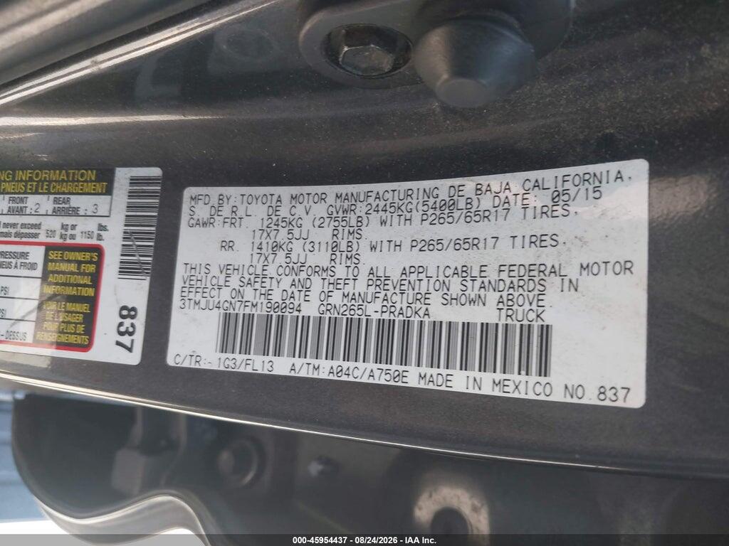3TMJU4GN7FM190094 2015 TOYOTA TACOMA photo no. 9