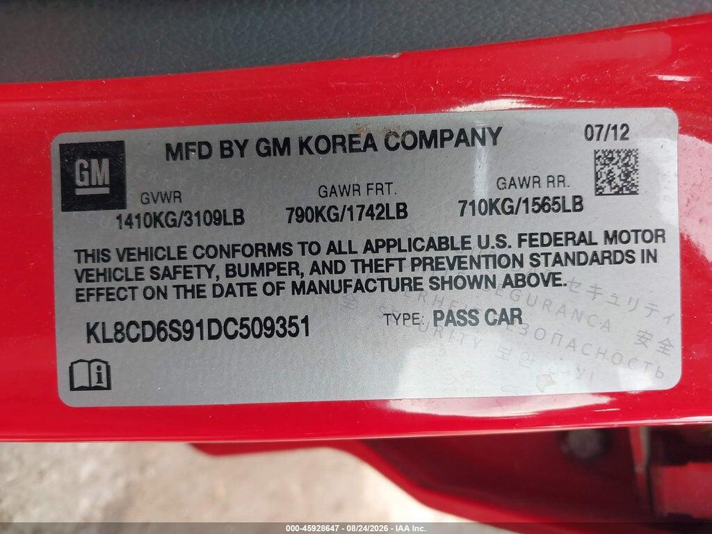 KL8CD6S91DC509351 2013 CHEVROLET SPARK photo no. 9