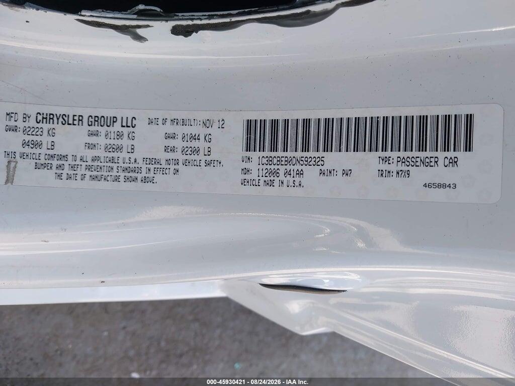 1C3BCBEB0DN592325 2013 CHRYSLER 200 photo no. 9