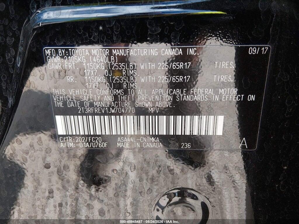 2T3RFREV1JW704770 2018 TOYOTA RAV4 photo no. 9