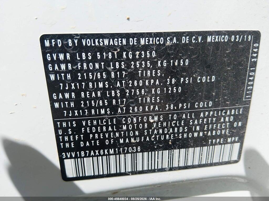3VV1B7AX6KM117036 2019 VOLKSWAGEN TIGUAN photo no. 9