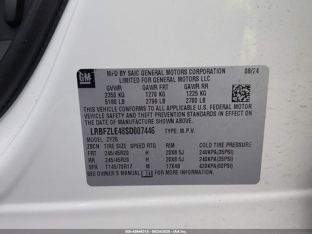 LRBFZLE48SD007446 2025 BUICK ENVISION photo no. 9