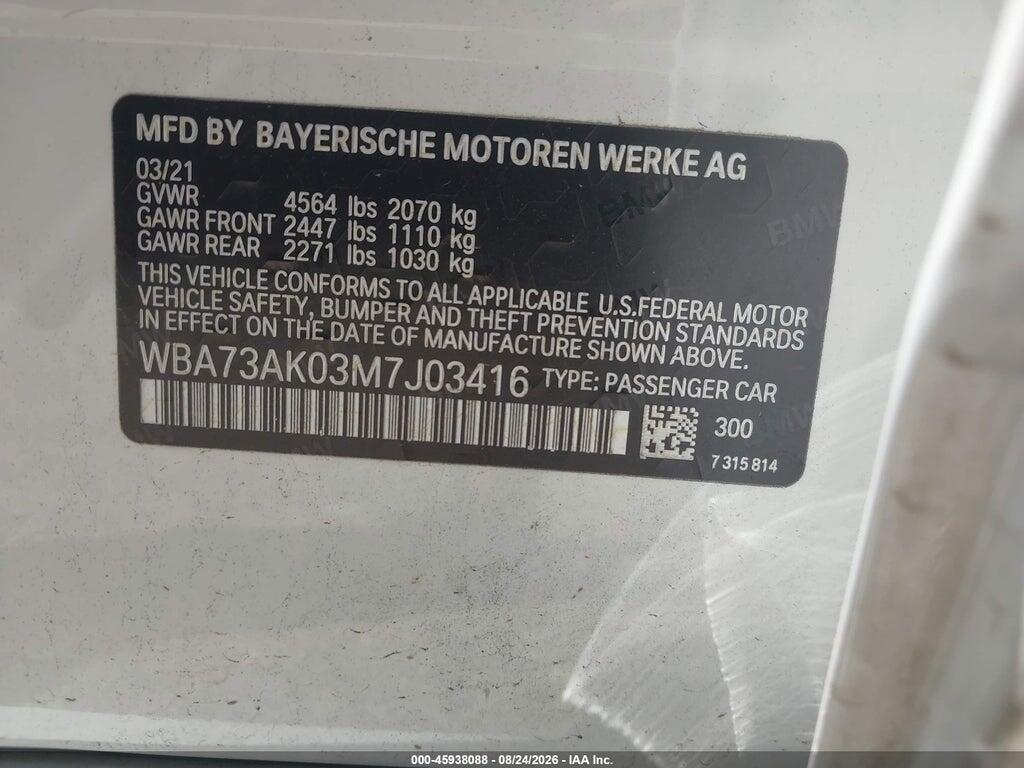 WBA73AK03M7J03416 2021 BMW 228I GRAN COUPE photo no. 9