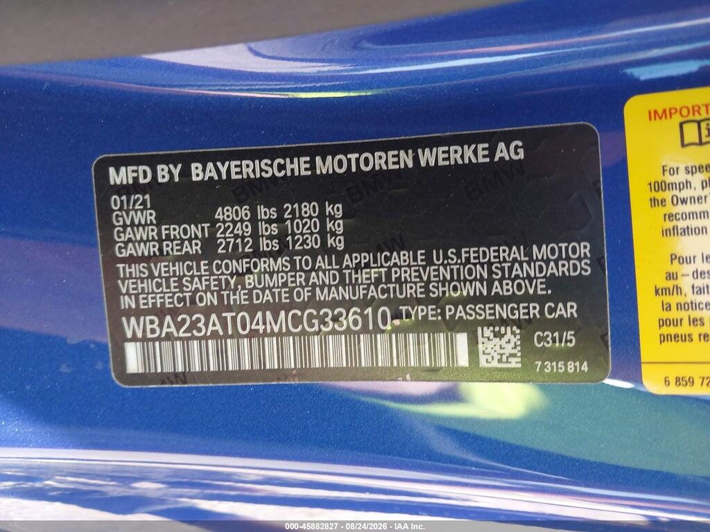 WBA23AT04MCG33610 2021 BMW 430I photo no. 9